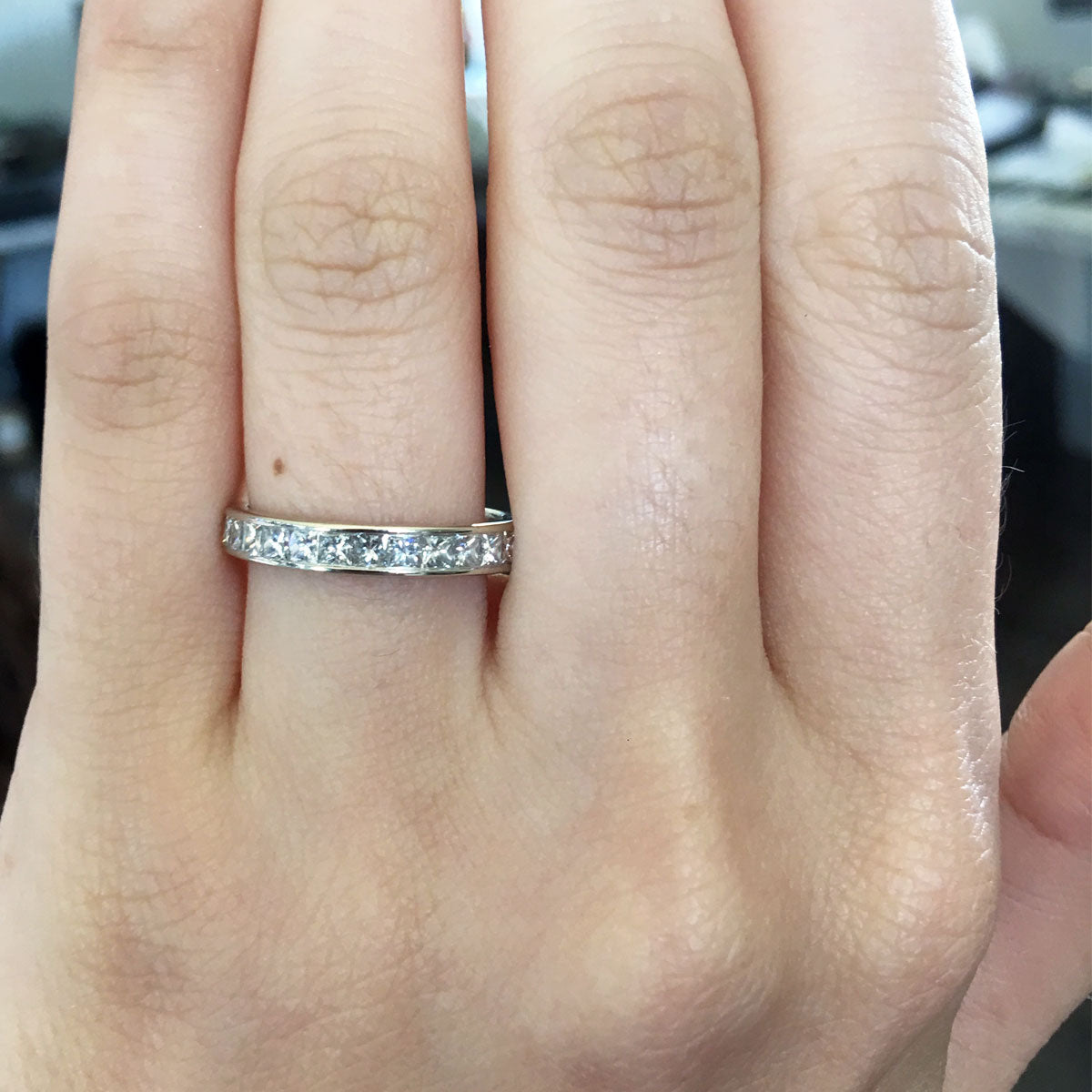 18k White Gold 1ctw Princess Cut Diamond Eternity Band
