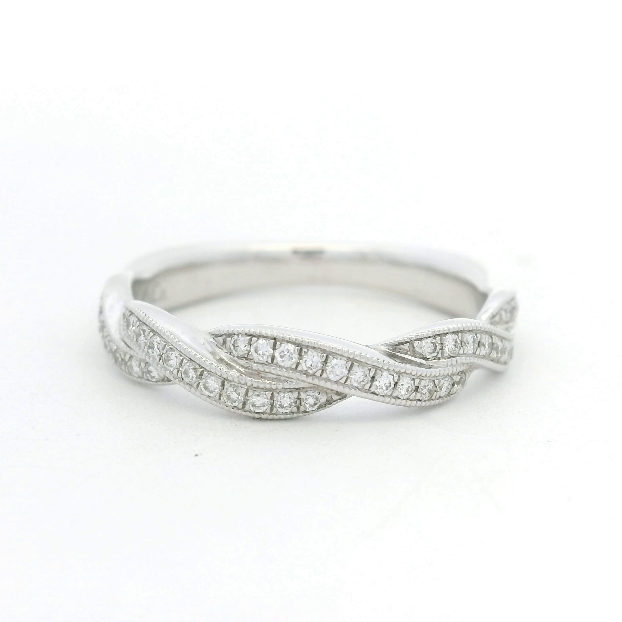 Gabriel & Co. 14K White Gold Natural Diamond Twisted Swirl Stackable Ring
