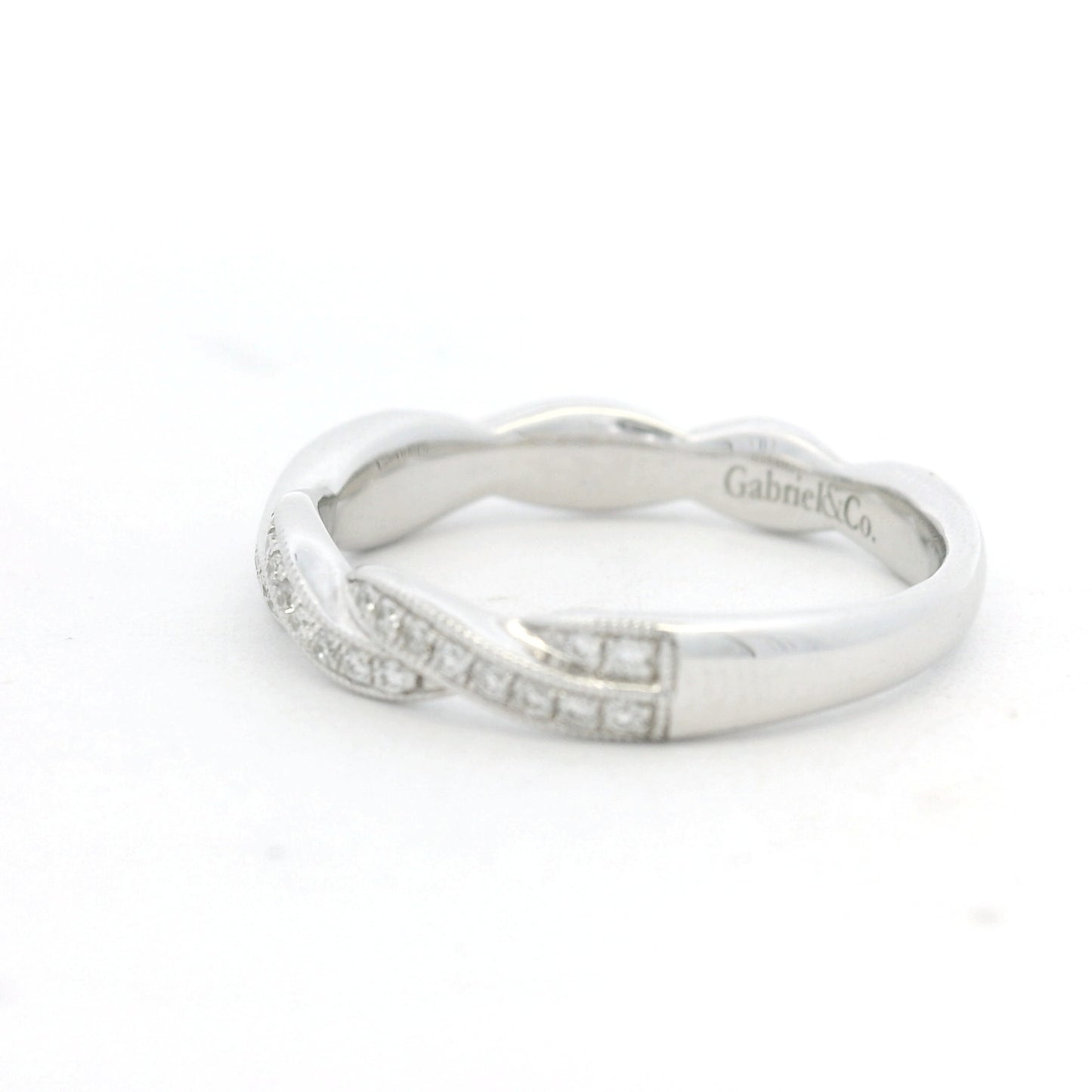 Gabriel & Co. 14K White Gold Natural Diamond Twisted Swirl Stackable Ring