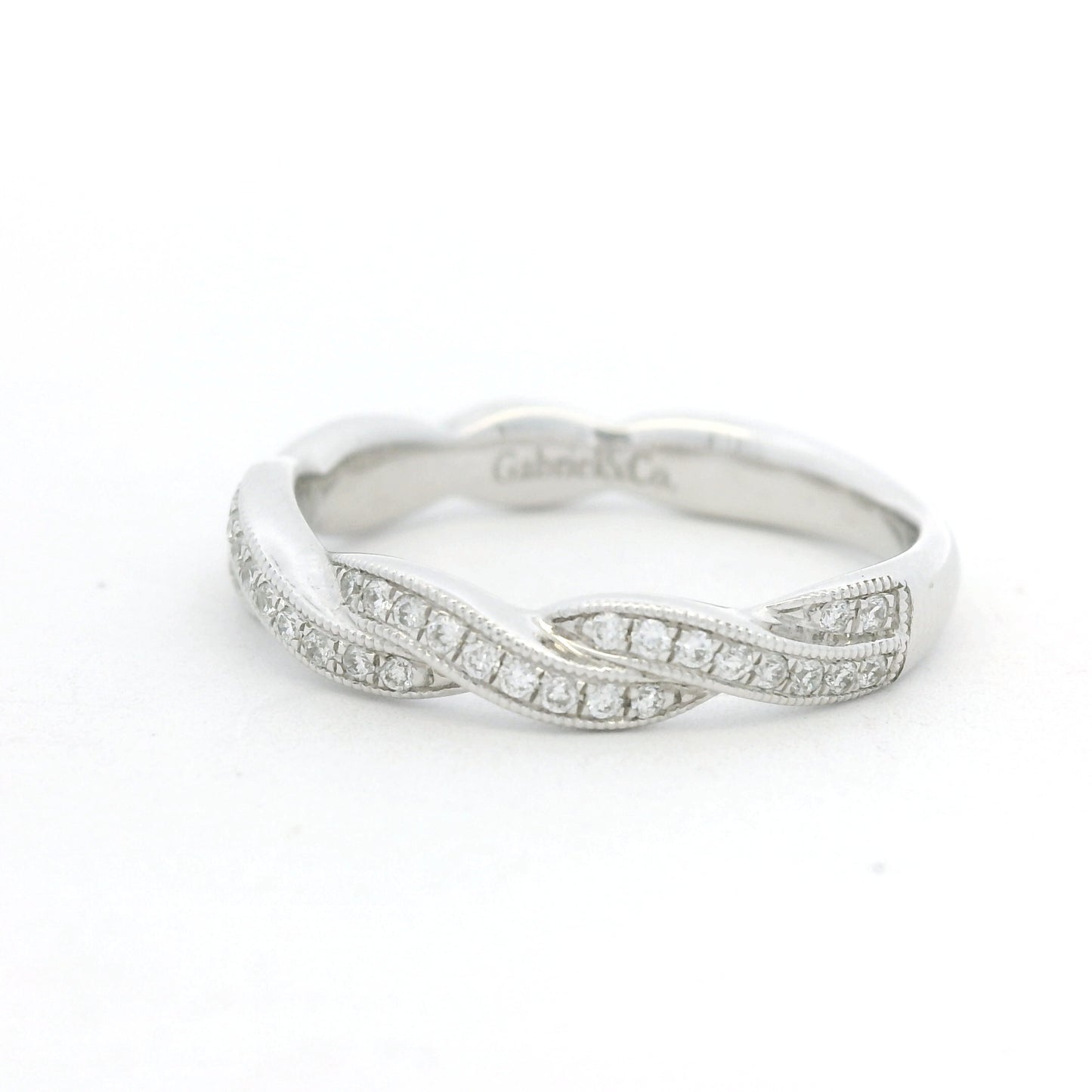 Gabriel & Co. 14K White Gold Natural Diamond Twisted Swirl Stackable Ring