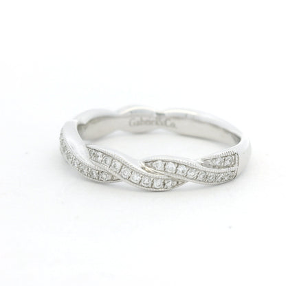Gabriel & Co. 14K White Gold Natural Diamond Twisted Swirl Stackable Ring