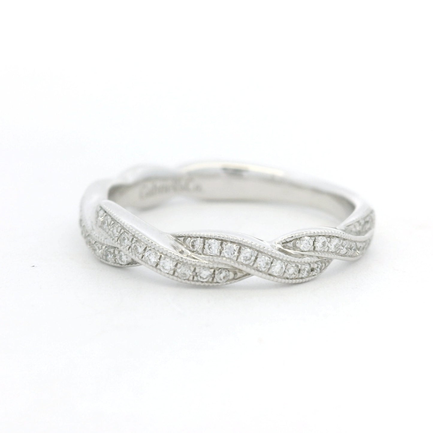 Gabriel & Co. 14K White Gold Natural Diamond Twisted Swirl Stackable Ring