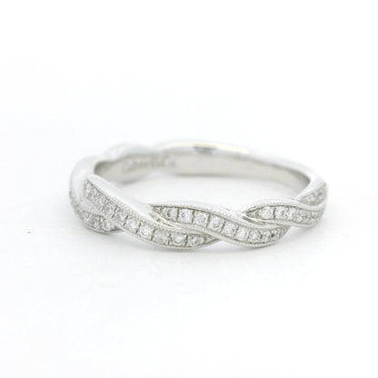 Gabriel & Co. 14K White Gold Natural Diamond Twisted Swirl Stackable Ring