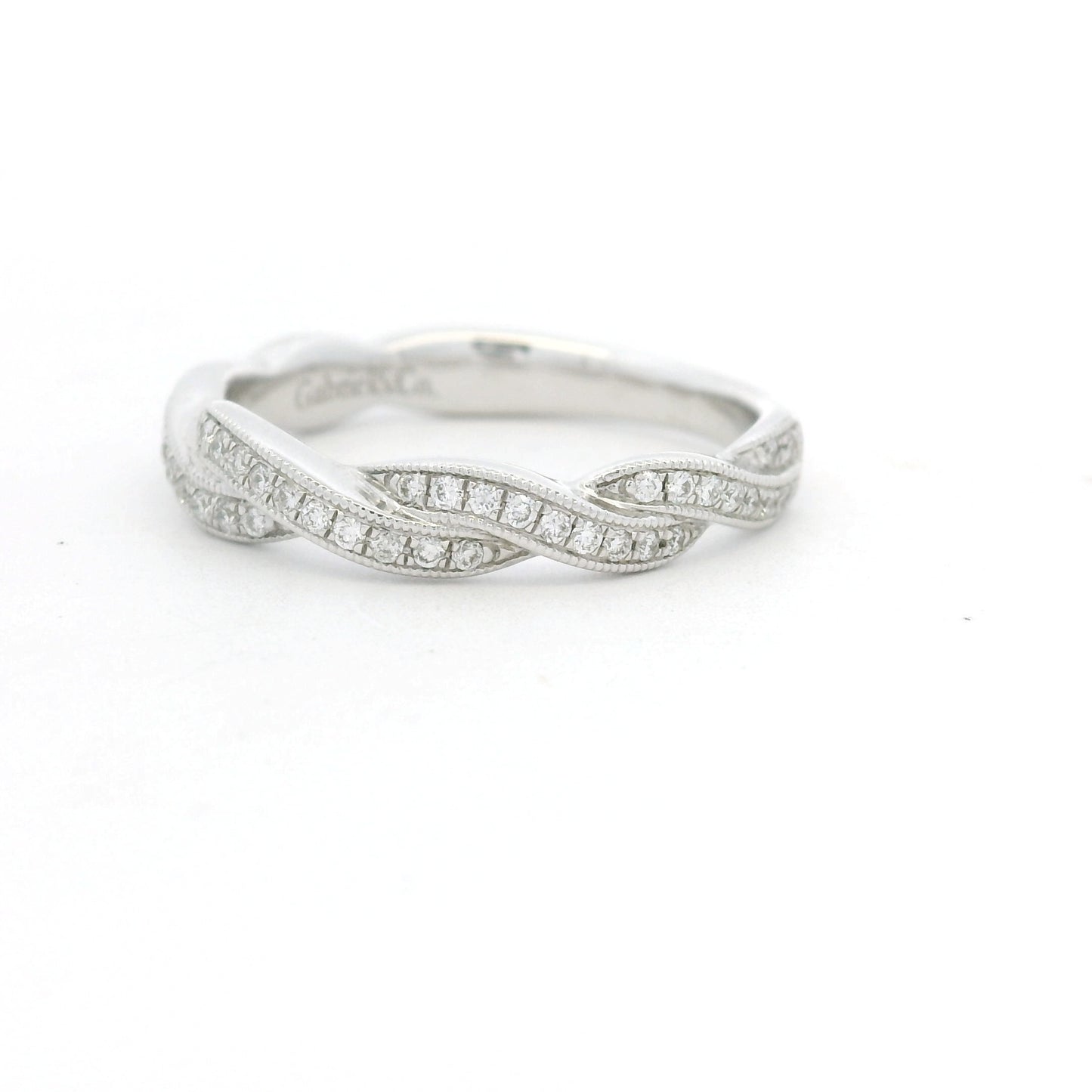 Gabriel & Co. 14K White Gold Natural Diamond Twisted Swirl Stackable Ring