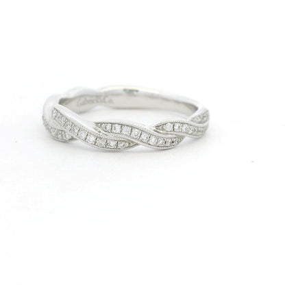 Gabriel & Co. 14K White Gold Natural Diamond Twisted Swirl Stackable Ring