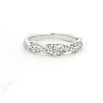 Gabriel & Co. 14K White Gold Natural Diamond Twisted Swirl Stackable Ring