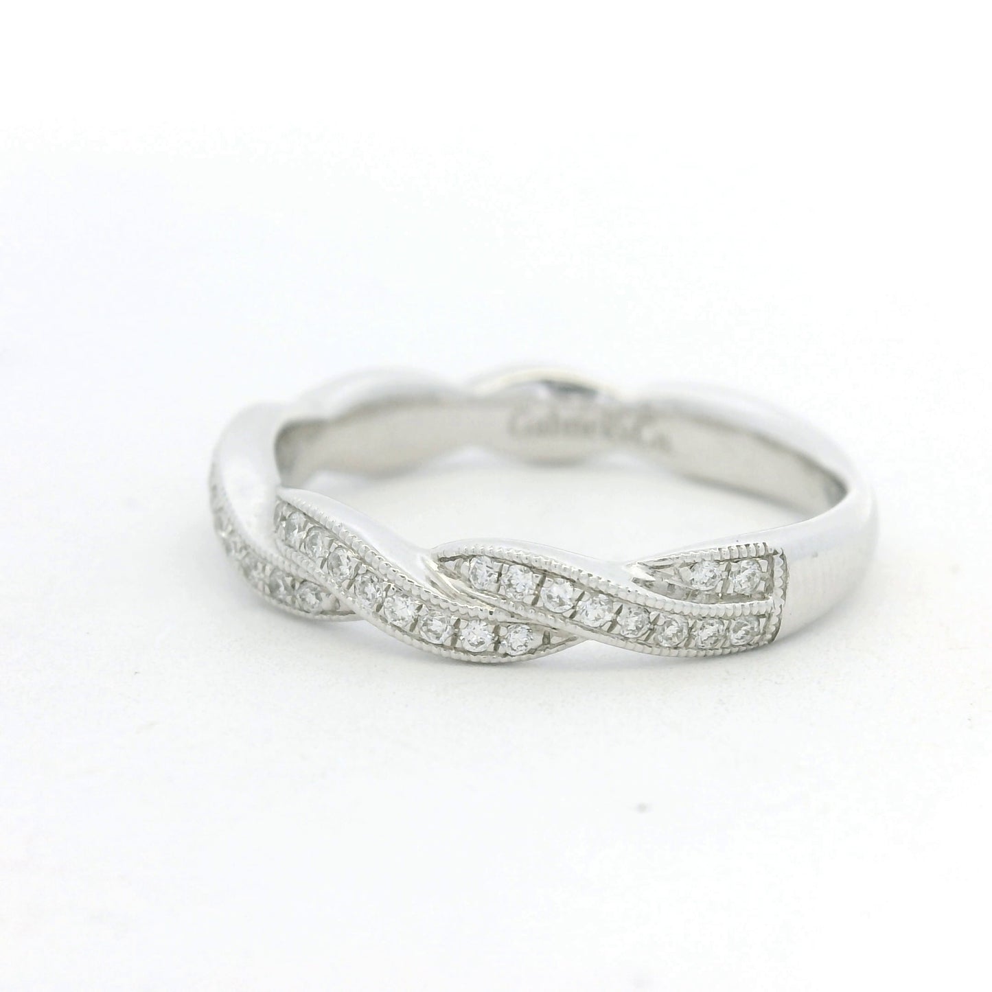 Gabriel & Co. 14K White Gold Natural Diamond Twisted Swirl Stackable Ring