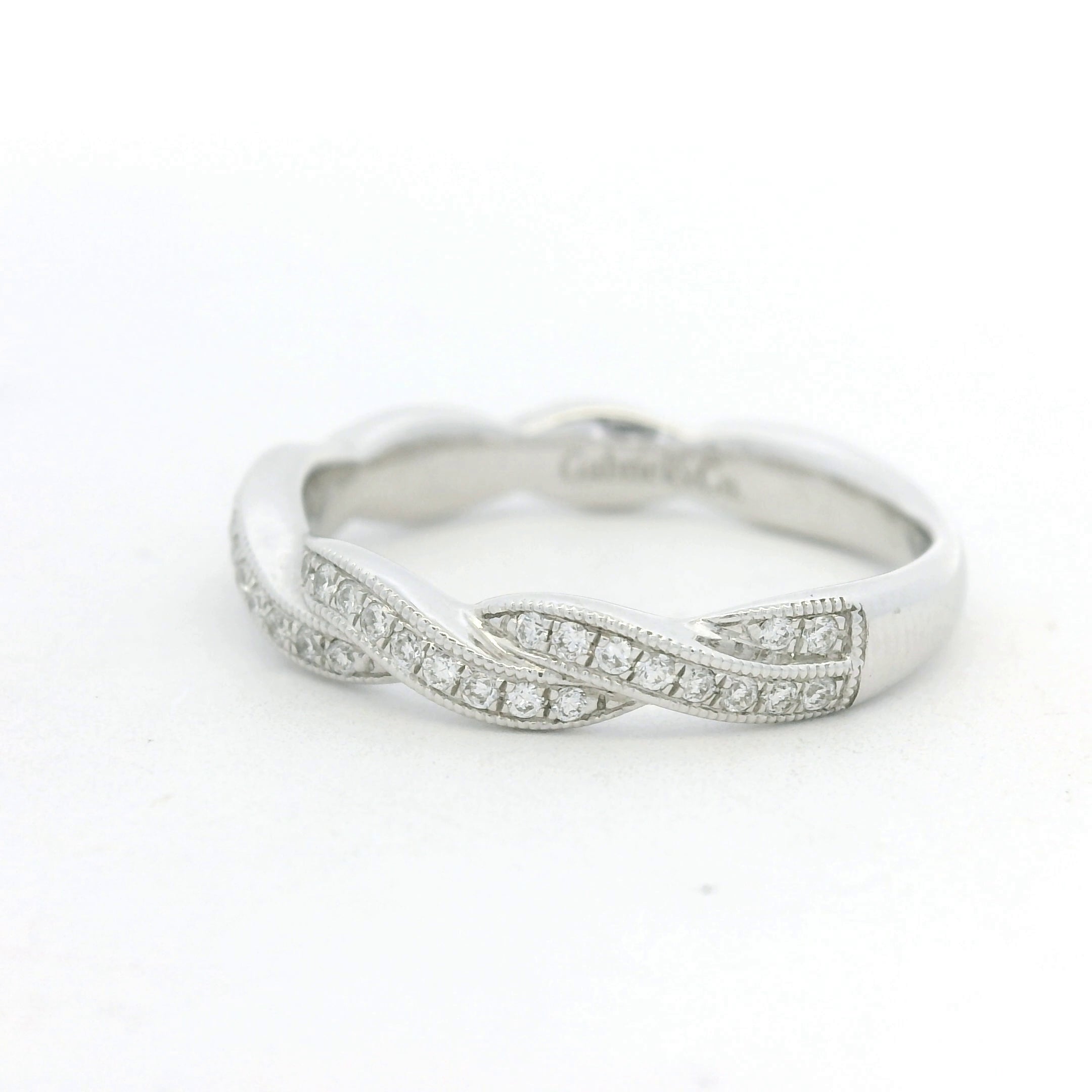 Gabriel & Co. 14K White Gold Natural Diamond Twisted Swirl Stackable Ring