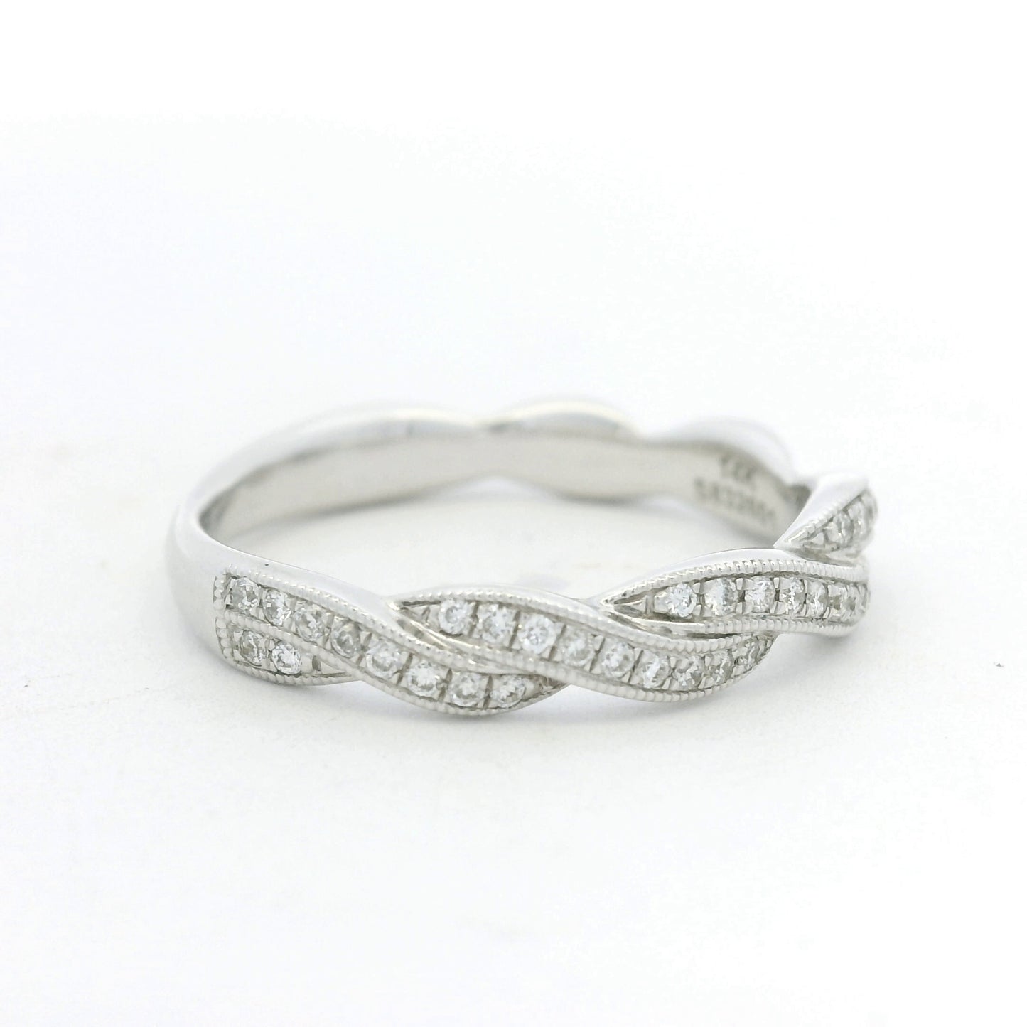 Gabriel & Co. 14K White Gold Natural Diamond Twisted Swirl Stackable Ring