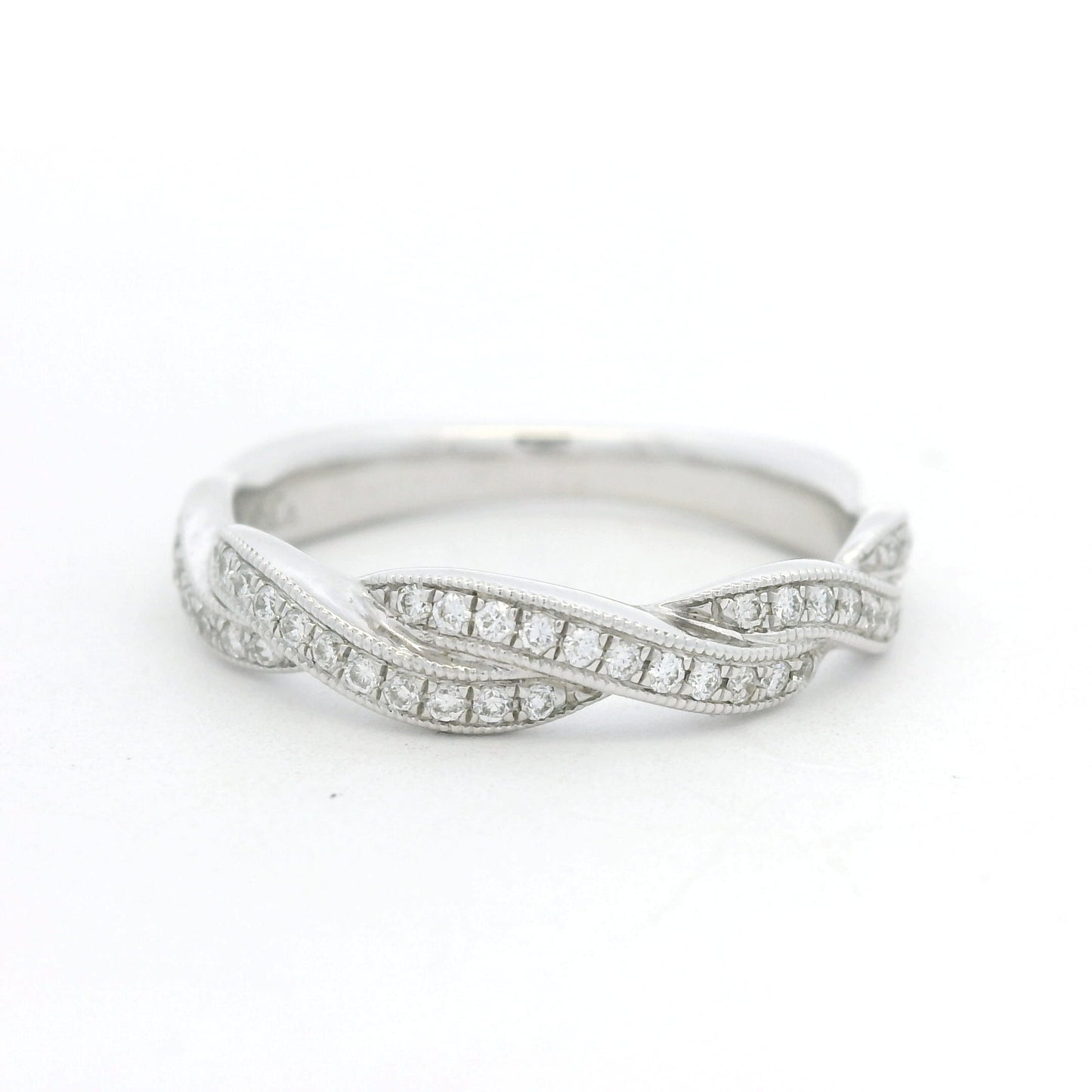 Gabriel & Co. 14K White Gold Natural Diamond Twisted Swirl Stackable Ring