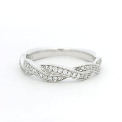 Gabriel & Co. 14K White Gold Natural Diamond Twisted Swirl Stackable Ring