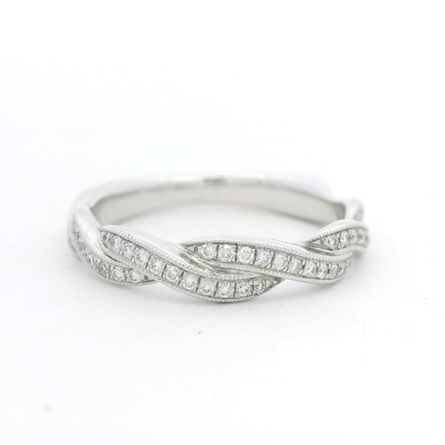 Gabriel & Co. 14K White Gold Natural Diamond Twisted Swirl Stackable Ring