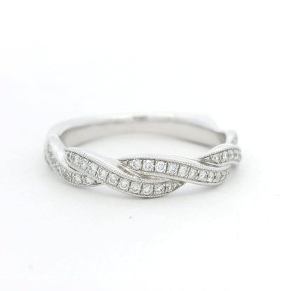 Gabriel & Co. 14K White Gold Natural Diamond Twisted Swirl Stackable Ring
