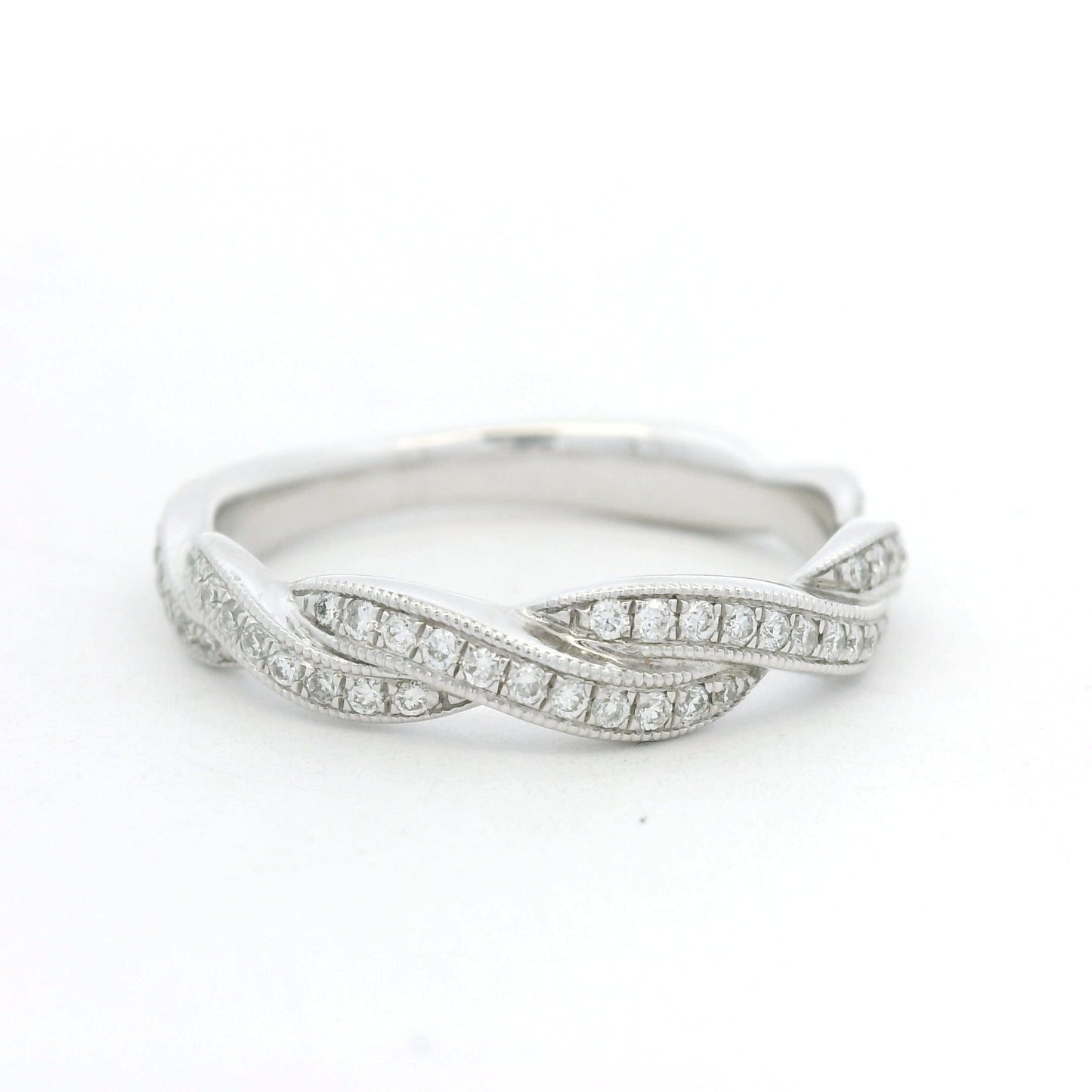 Gabriel & Co. 14K White Gold Natural Diamond Twisted Swirl Stackable Ring
