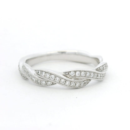 Gabriel & Co. 14K White Gold Natural Diamond Twisted Swirl Stackable Ring