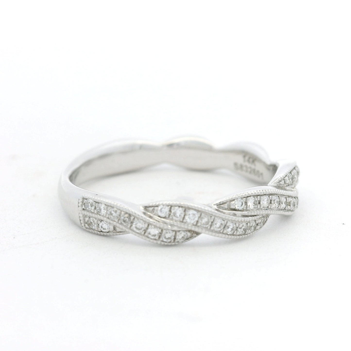 Gabriel & Co. 14K White Gold Natural Diamond Twisted Swirl Stackable Ring