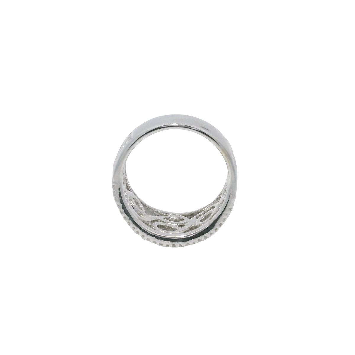 18K White Gold Natural Round Diamond Open Work Swirl Ring — product photo 8