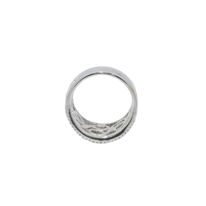 18K White Gold Natural Round Diamond Open Work Swirl Ring