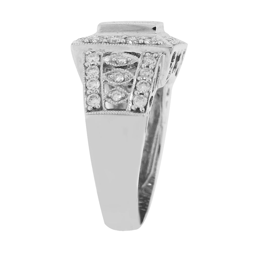 18k White Gold 0.12ctw Ruby and 0.76ctw Diamond Ring