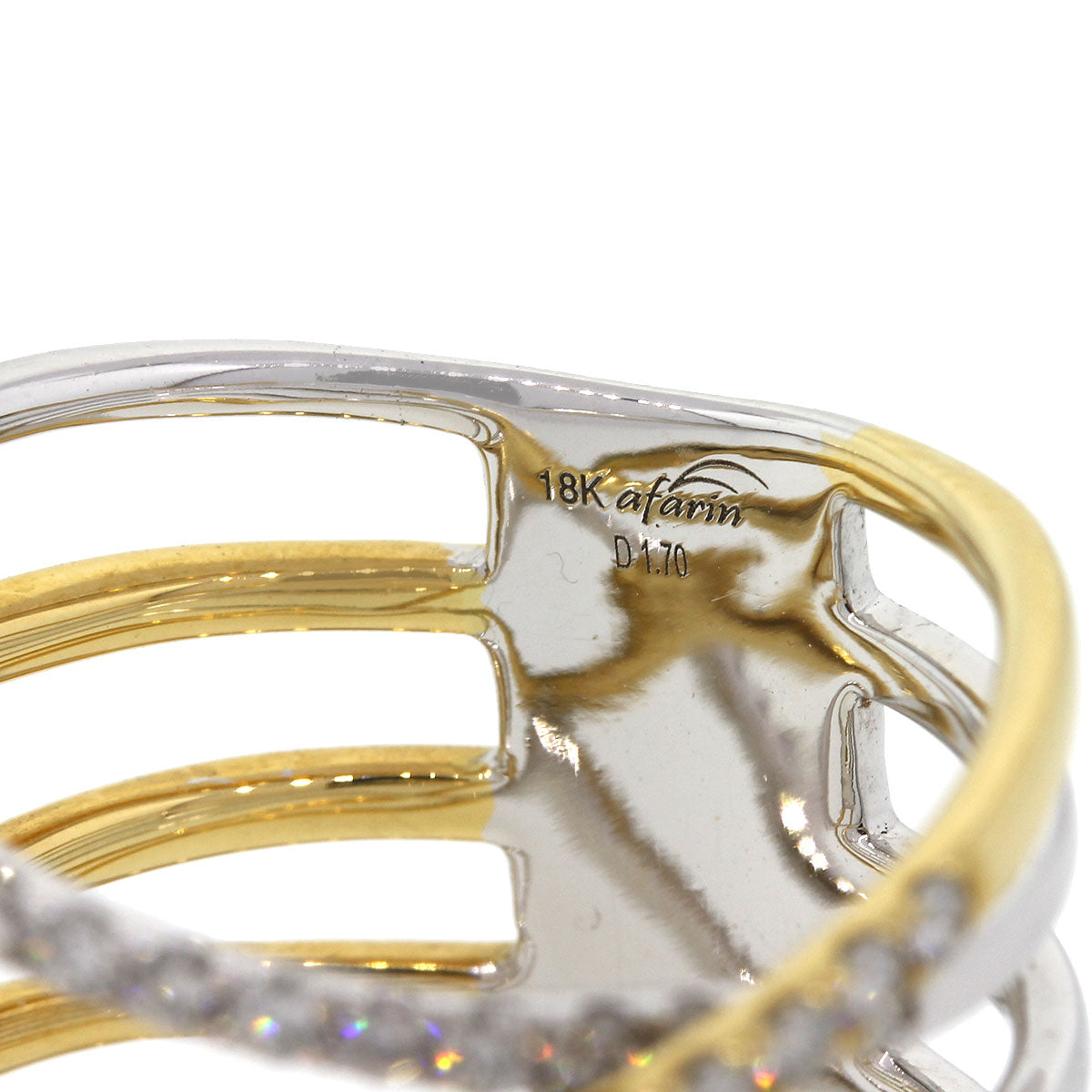 18k Two Tone 1.70ctw Diamond Multi Row Crossover Ring