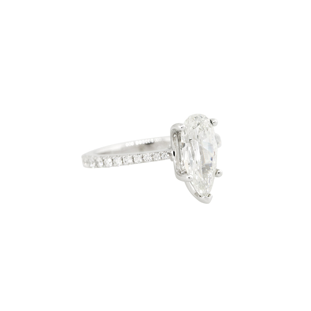 GIA Certified 18k White Gold 2.16ctw Pear Shaped Diamond Engagement Ring