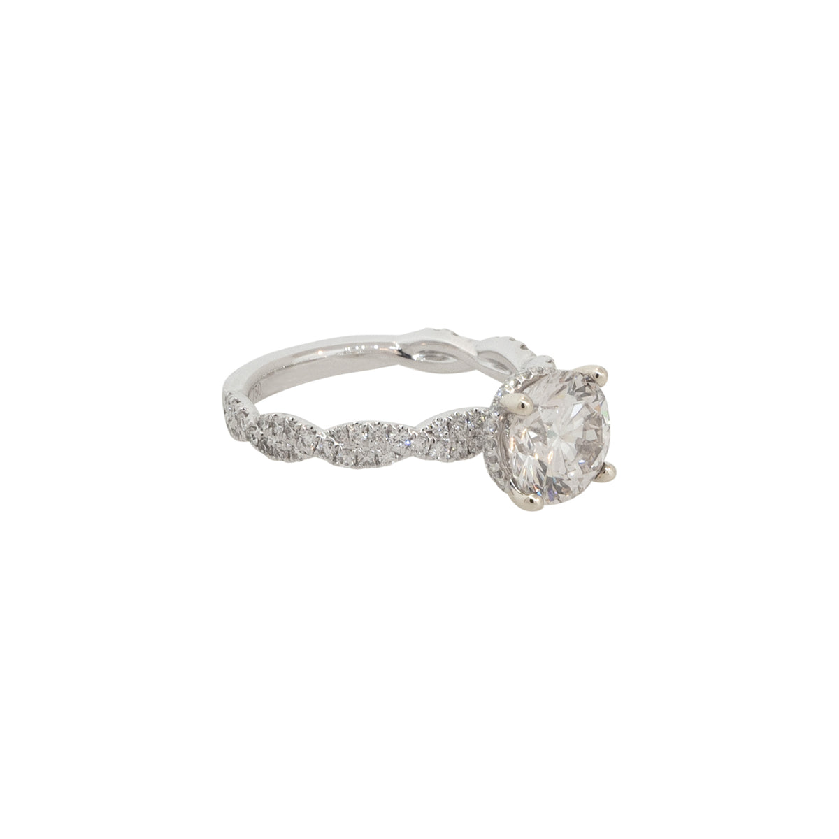 GIA Certified 18k White Gold 2.65ctw Diamond Twisted Engagement Ring