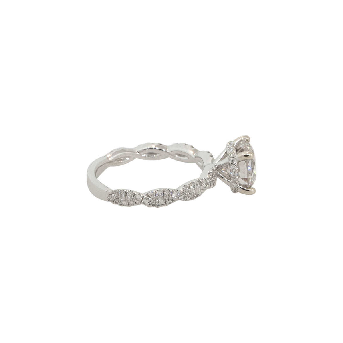 GIA Certified 18k White Gold 2.65ctw Diamond Twisted Engagement Ring