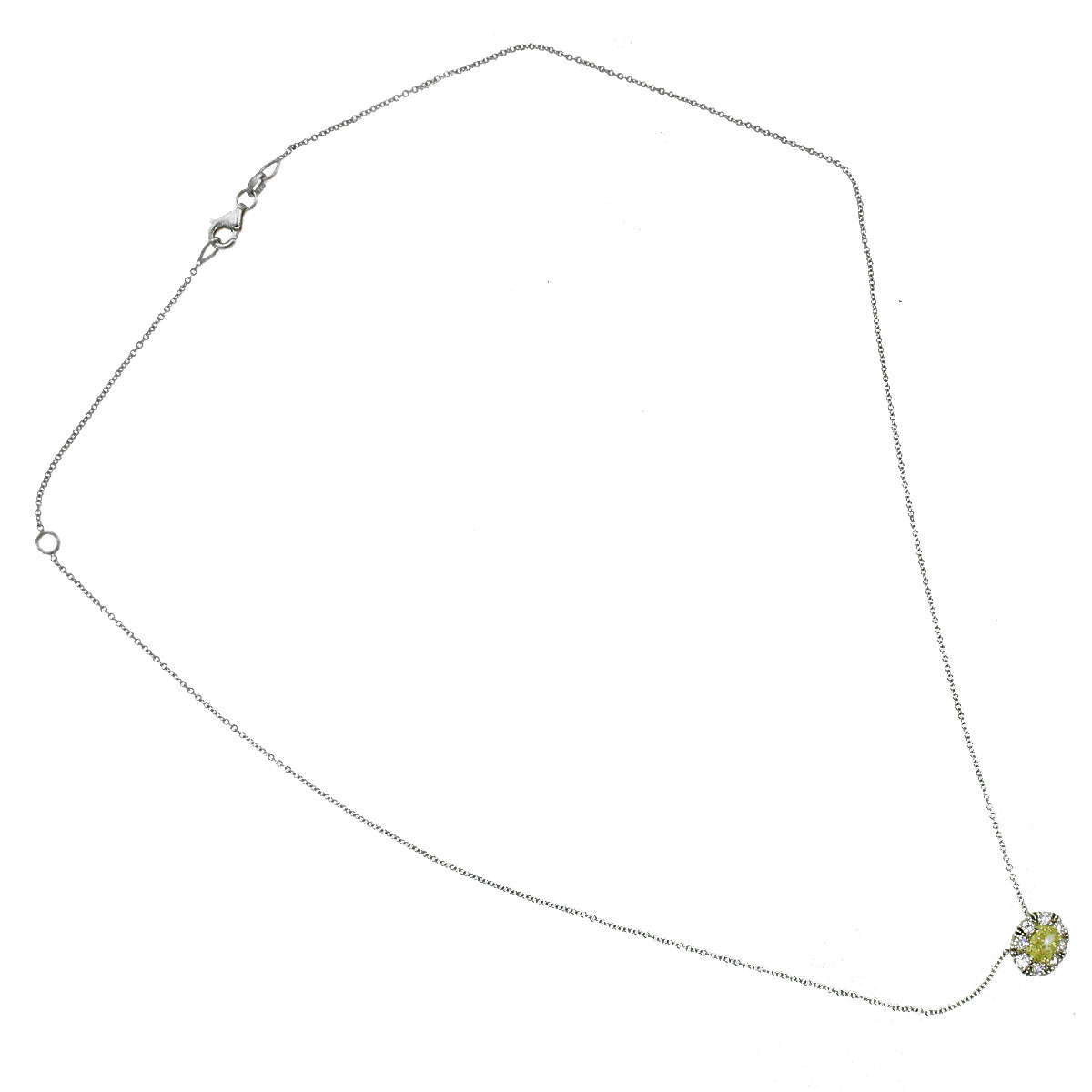 18k Two Tone 0.50ctw Fancy Yellow GIA Certified Halo Pendant Necklace