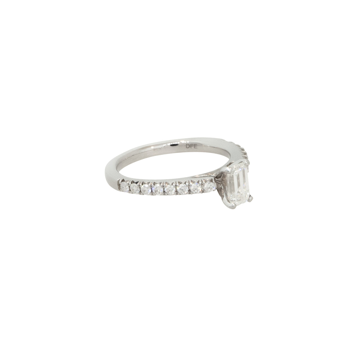14k White Gold 1.0ctw Emerald Cut Diamond Engagement Ring