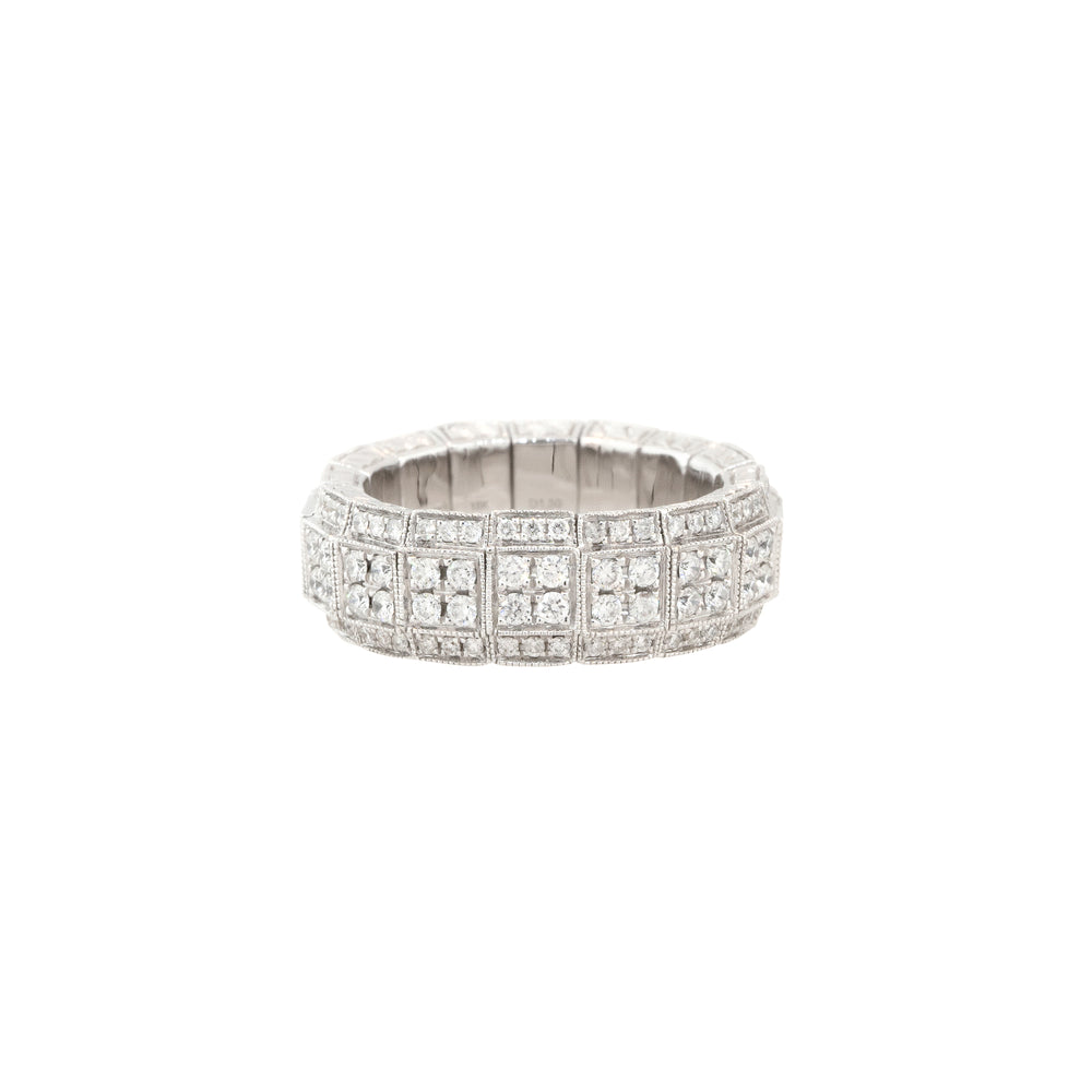 18k White Gold 1.59ctw Pavé Diamond Stretch Wedding Band