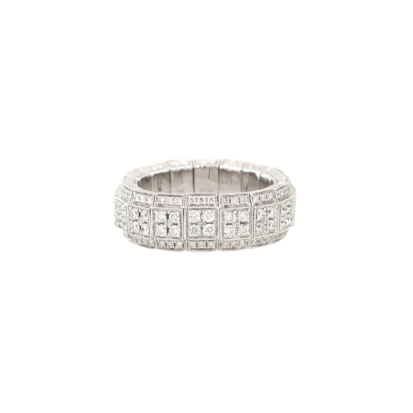 18k White Gold 1.59ctw Pavé Diamond Stretch Wedding Band