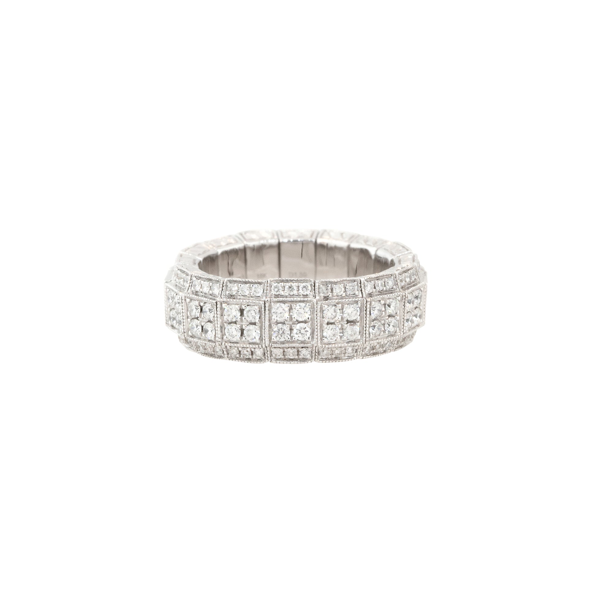 18k White Gold 1.59ctw Pavé Diamond Stretch Wedding Band