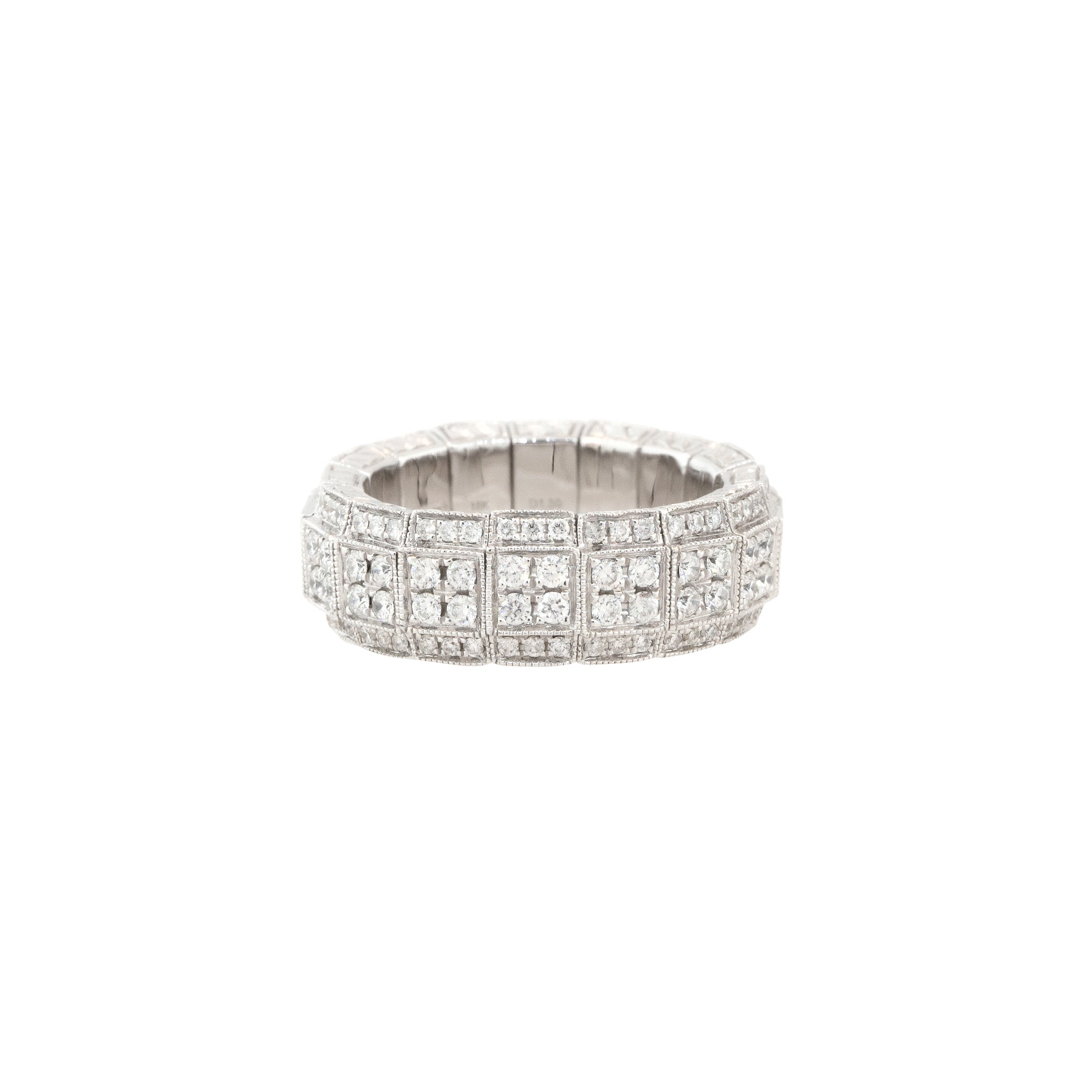 18k White Gold 1.59ctw Pavé Diamond Stretch Wedding Band