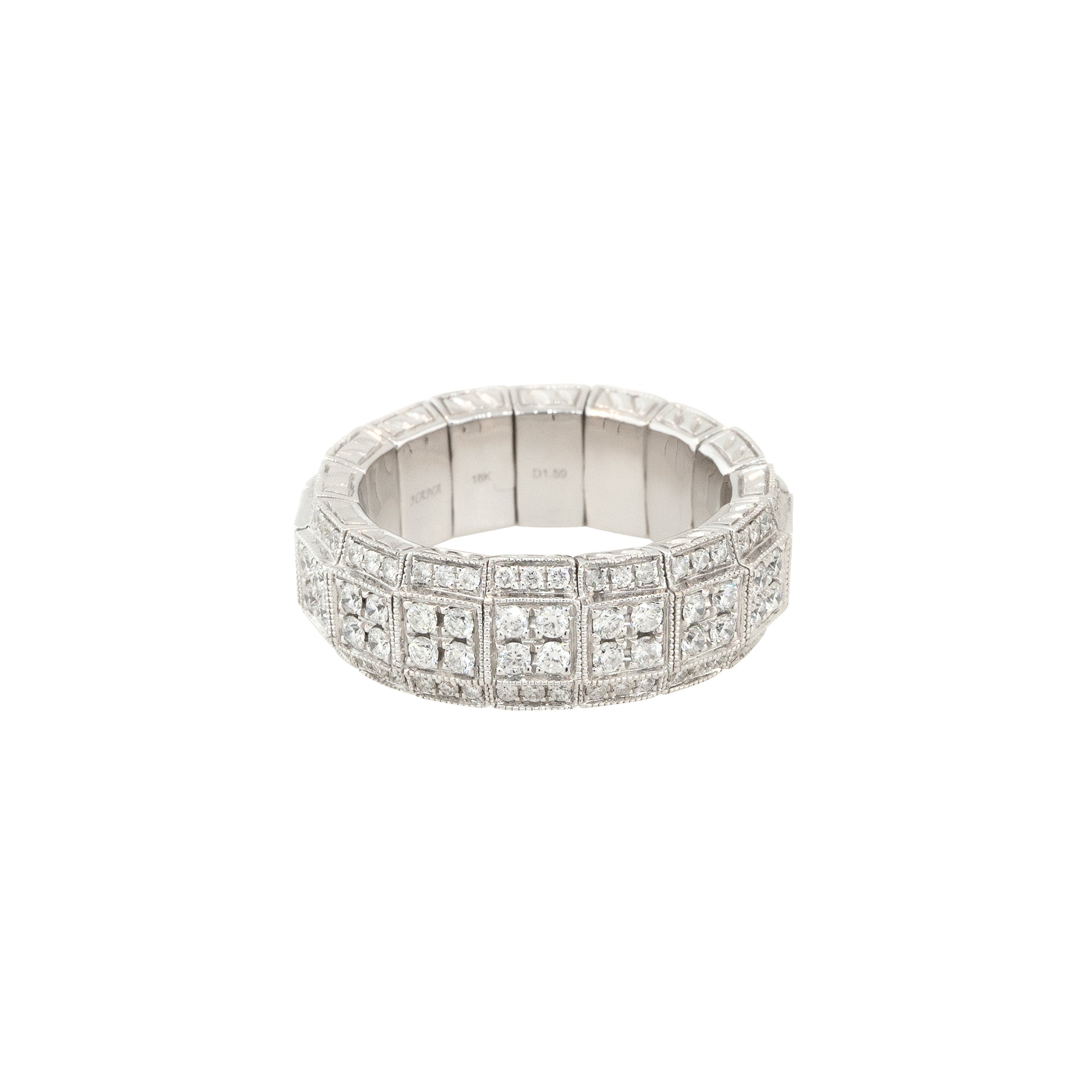 18k White Gold 1.59ctw Pavé Diamond Stretch Wedding Band