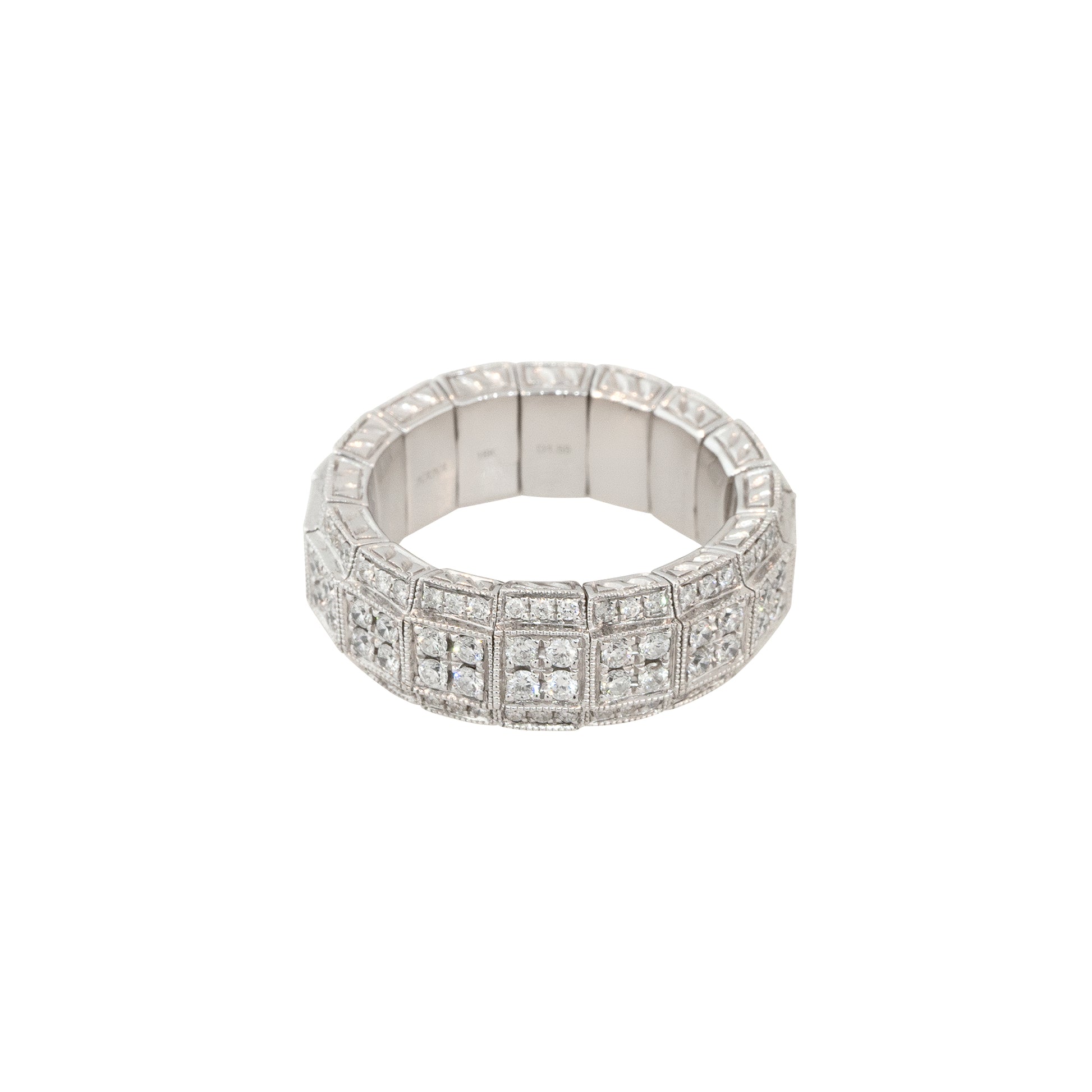 18k White Gold 1.59ctw Pavé Diamond Stretch Wedding Band