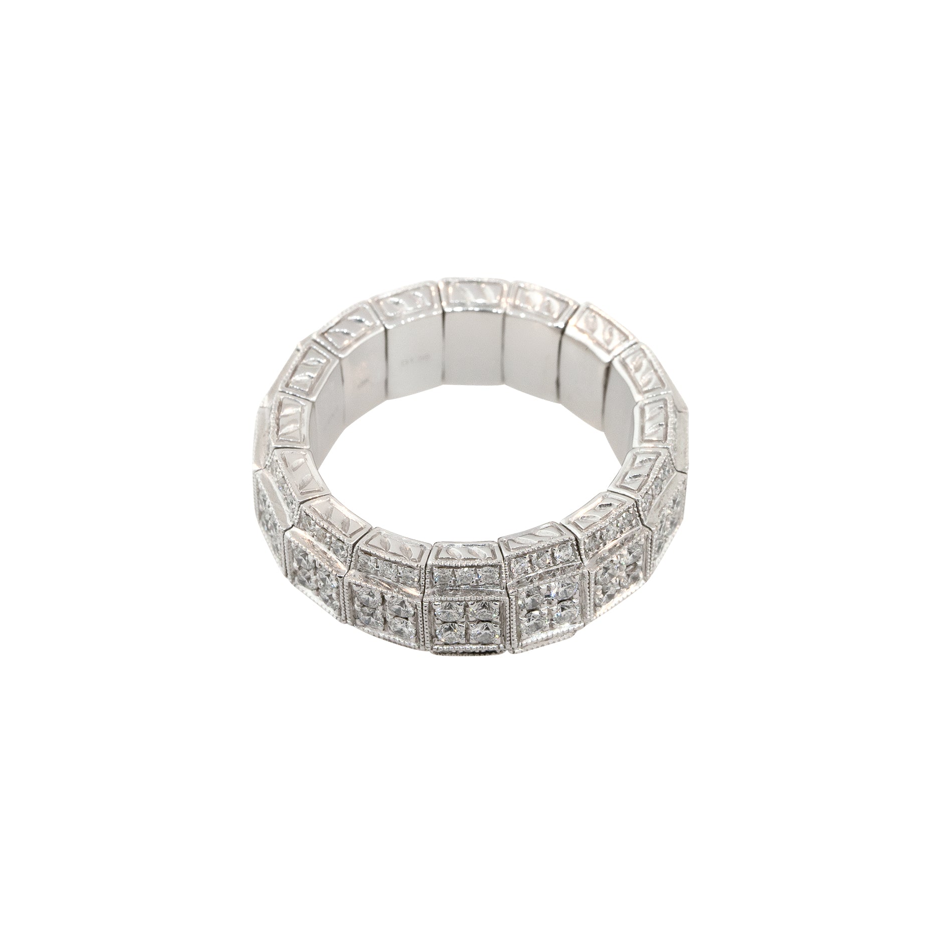 18k White Gold 1.59ctw Pavé Diamond Stretch Wedding Band