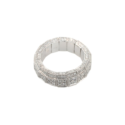 18k White Gold 1.59ctw Pavé Diamond Stretch Wedding Band