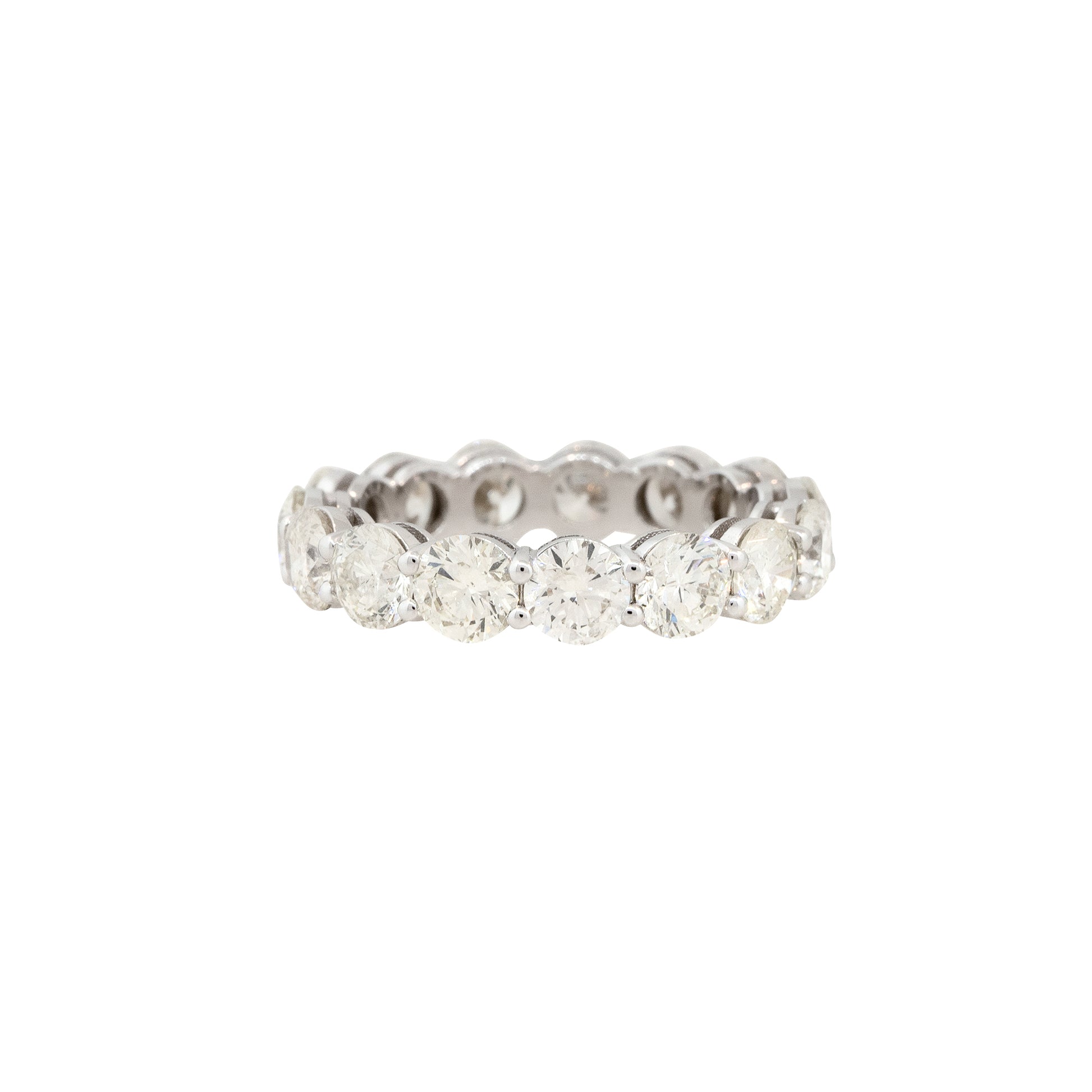 14k White Gold 4.81ctw Round Brilliant 15 Diamond Eternity Band