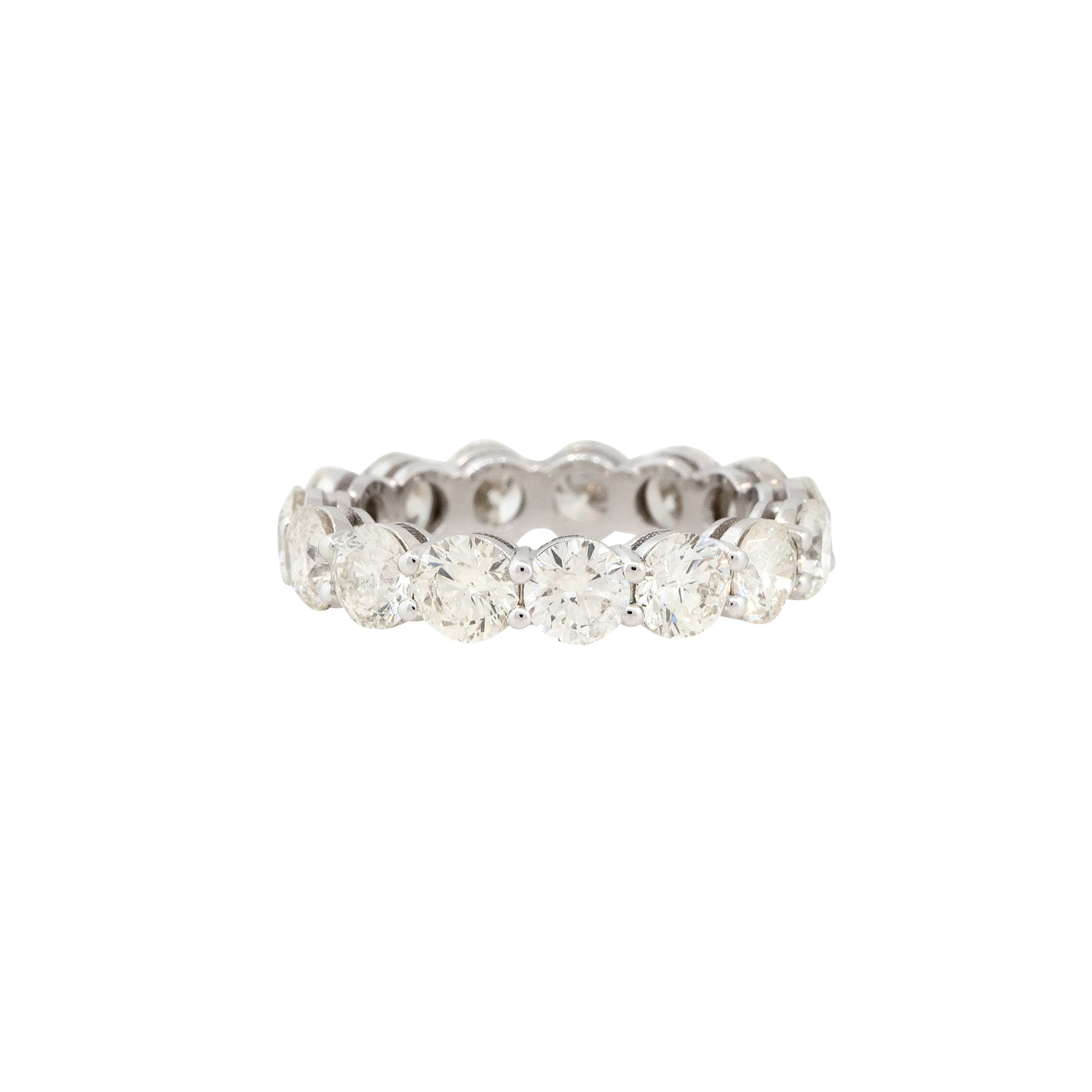14k White Gold 4.81ctw Round Brilliant 15 Diamond Eternity Band