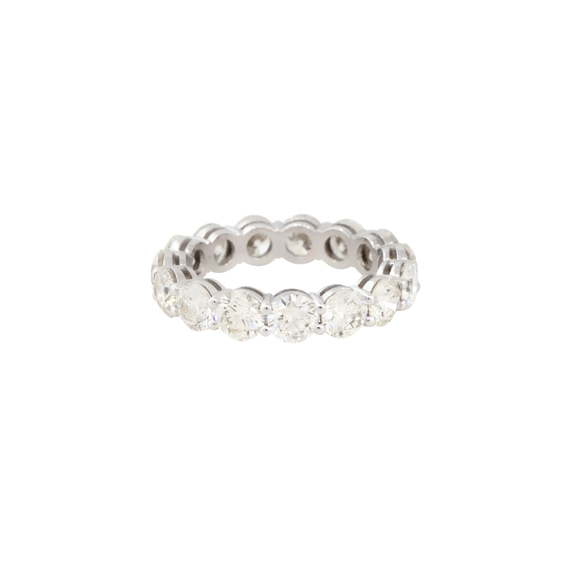 14k White Gold 4.81ctw Round Brilliant 15 Diamond Eternity Band