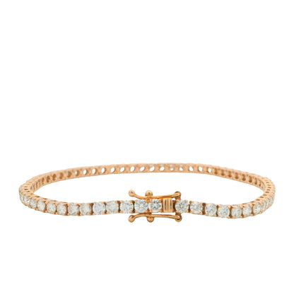 14K Rose Gold Natural Round Brilliant Cut Diamond Tennis Bracelet