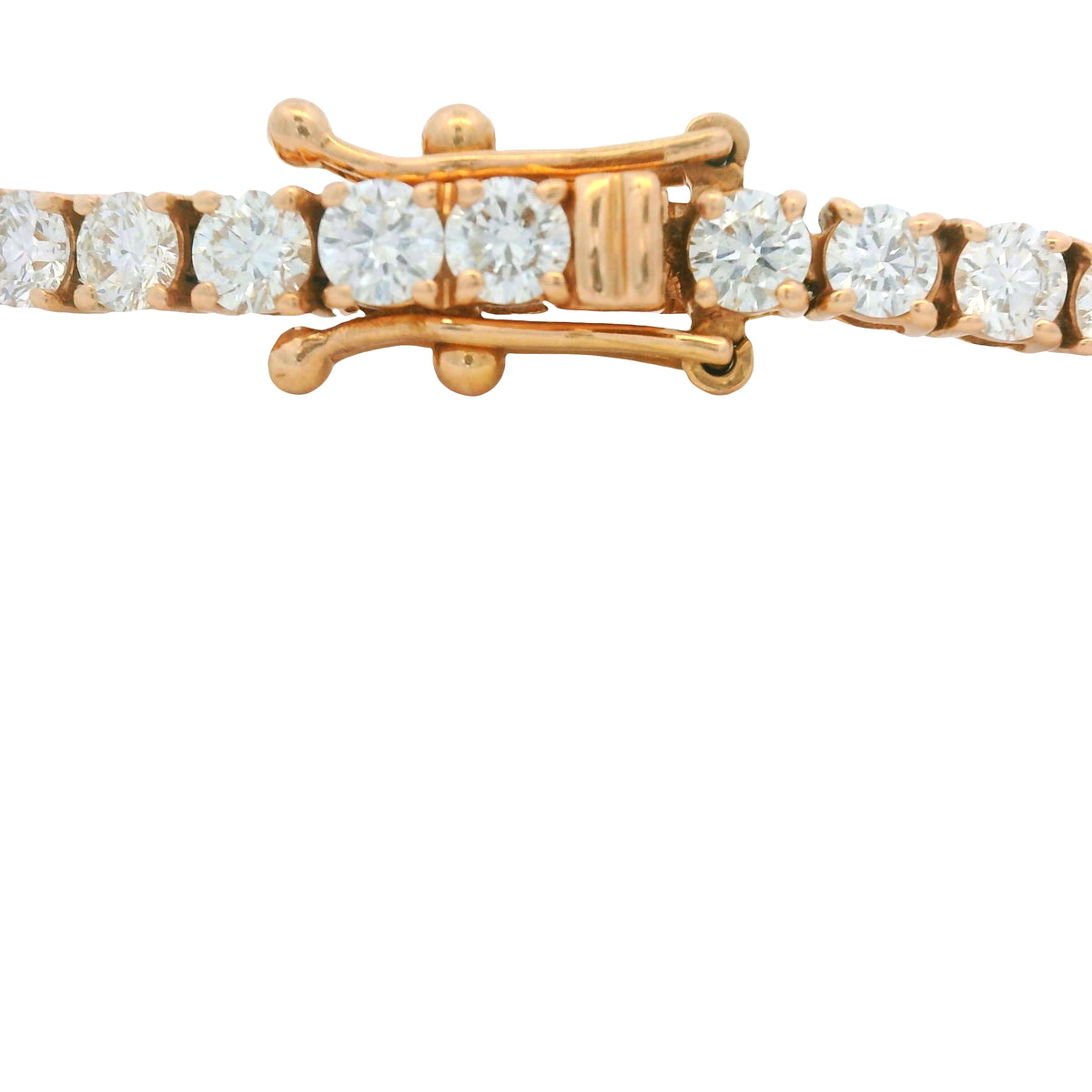 14K Rose Gold Natural Round Brilliant Cut Diamond Tennis Bracelet