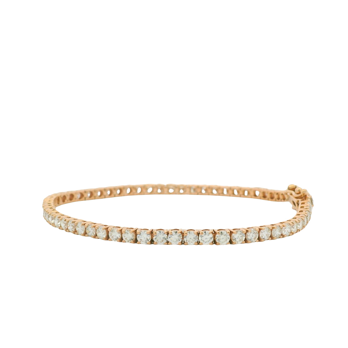 14K Rose Gold Natural Round Brilliant Cut Diamond Tennis Bracelet
