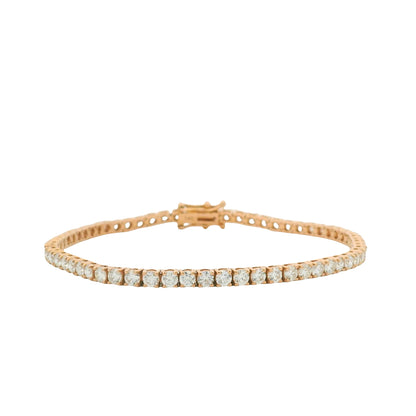 14K Rose Gold Natural Round Brilliant Cut Diamond Tennis Bracelet