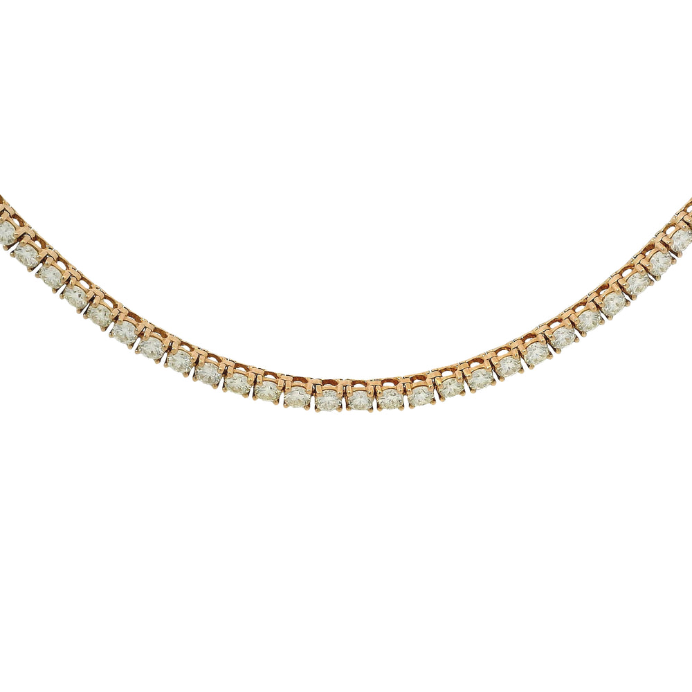 14k Rose Gold Natural 7.05 Carat Round Brilliant Diamond Tennis Necklace — product photo 1
