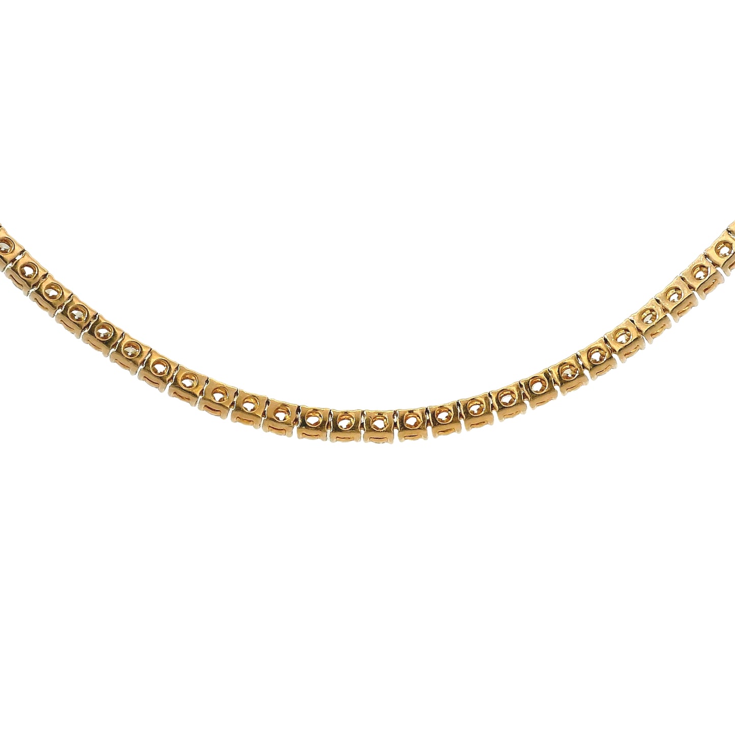 14k Rose Gold Natural 7.05 Carat Round Brilliant Diamond Tennis Necklace