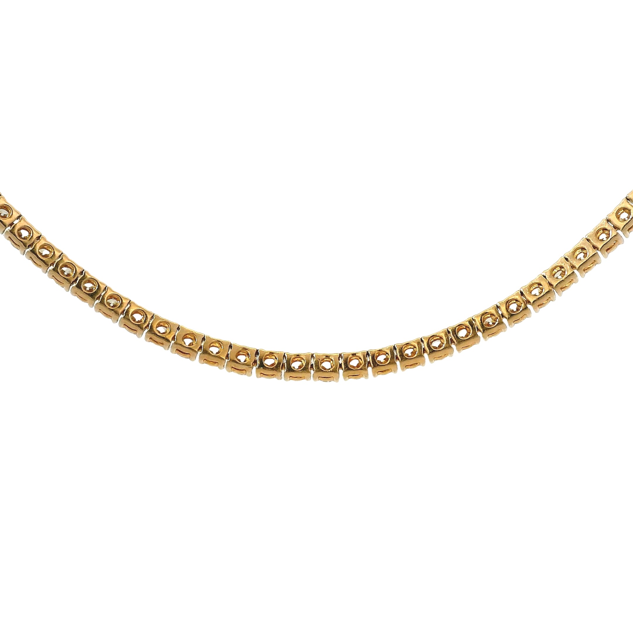 14k Rose Gold Natural 7.05 Carat Round Brilliant Diamond Tennis Necklace