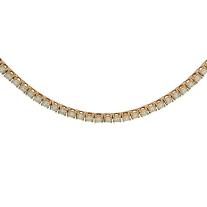 14k Rose Gold Natural 7.05 Carat Round Brilliant Diamond Tennis Necklace