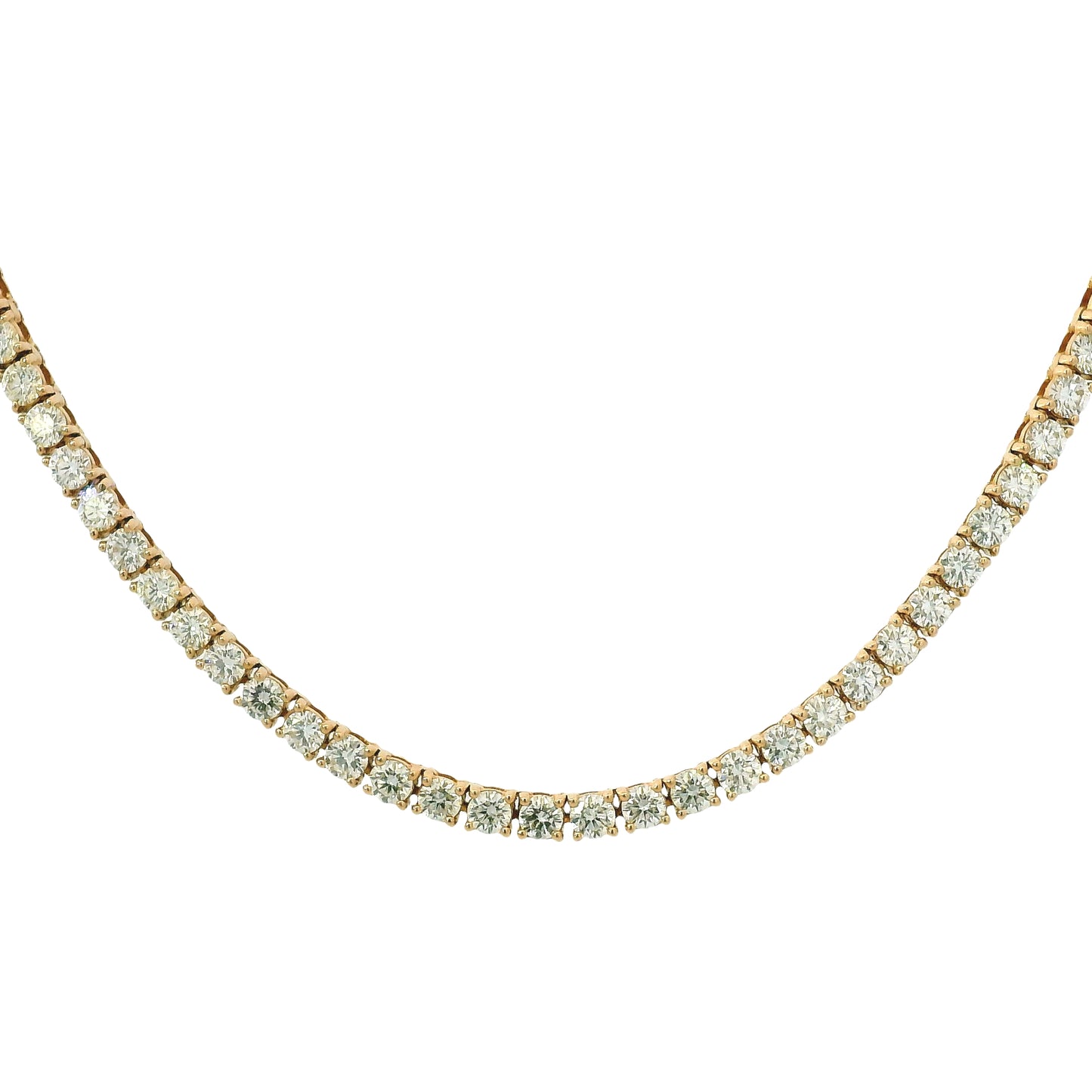 14k Rose Gold Natural 7.05 Carat Round Brilliant Diamond Tennis Necklace