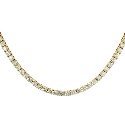 14k Rose Gold Natural 7.05 Carat Round Brilliant Diamond Tennis Necklace